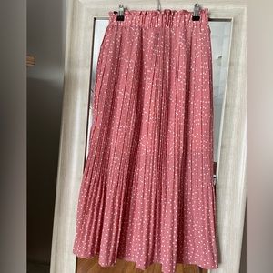 Women’s High Waist Polka Dot Pleaded Skirt with Pockets